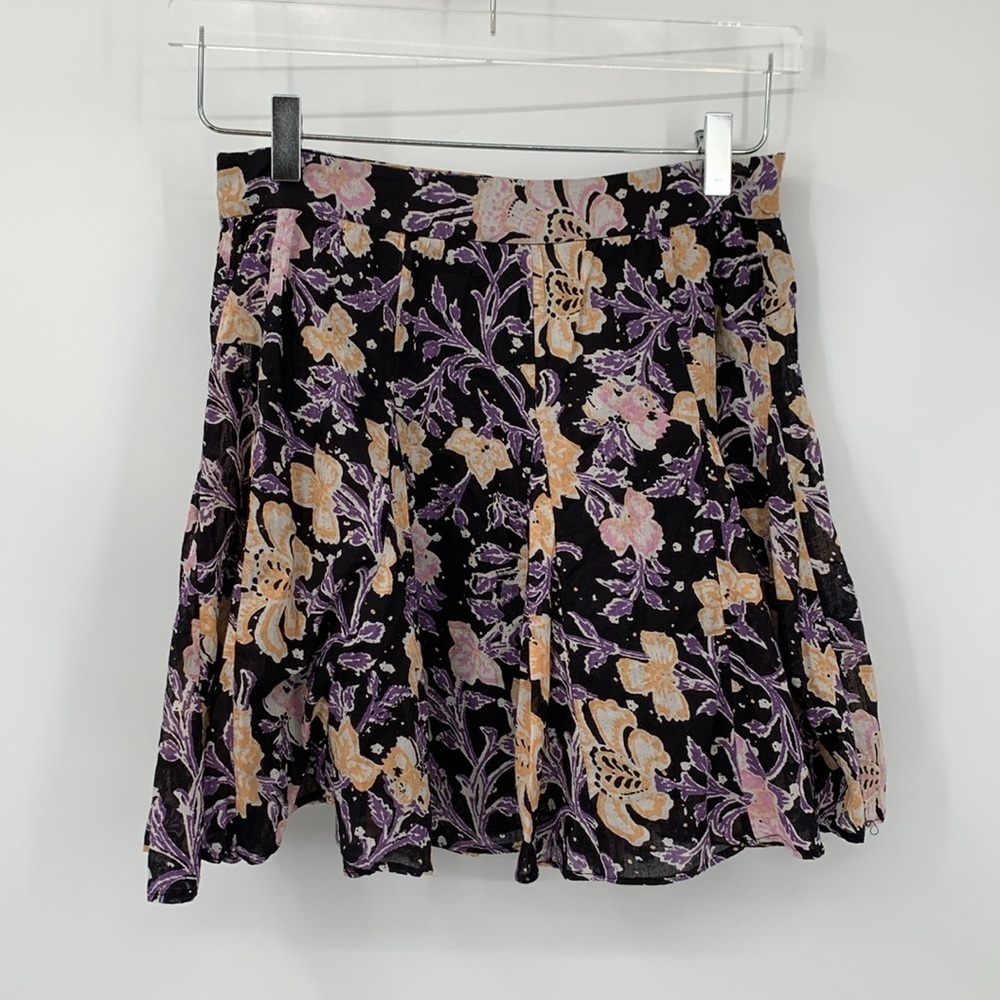 Free People Black and Pink Floral Mini Skirt - Picture 2 of 4